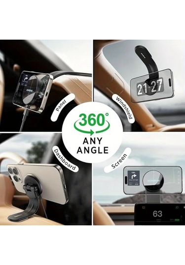 Primepickings Black- Manyetik Araç Telefon Tutucu Çıkarılabilir Bükülebilir Kol