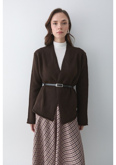 Koyu Kahve Kemerli Hırka - 241084 Koyu Kahverengi