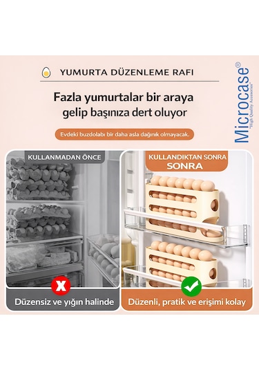 Microcase Abs Plastik Dolapiçi Yuvarlanır Tip Yumurta Organizer Ve Standı Al5452 Şeffaf