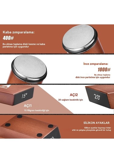 Maoyaya Rulo Profesyonel Bıçak Bileme Aleti - 15/20 Manyetik Açı, Elmas Taşlama Diski, Endüstriyel