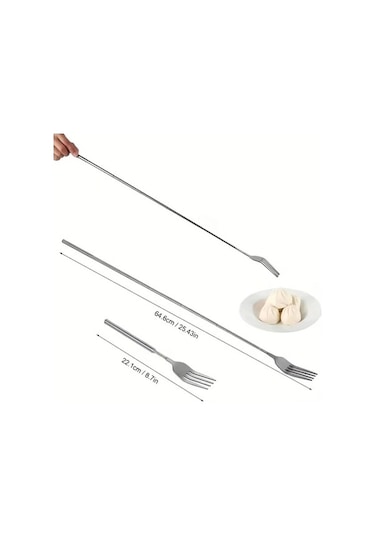 Trendooze Cloud011 Gümüş Barbekü Alet Seti 25,4 Ayar Paslanmaz Çelik Katlanır Çatal Forku Gümüş