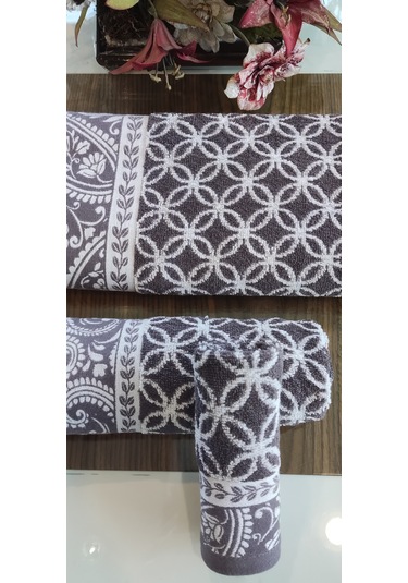 El Ve Yüz Havlusu Hediyeli 1adet Bukle Coton 70x140 Cm. Banyo Havlusu Mürdüm