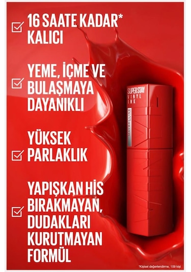Maybelline New York Super Stay Vinyl Ink Kalıcı Likit Parlak Ruj 10 Lippy