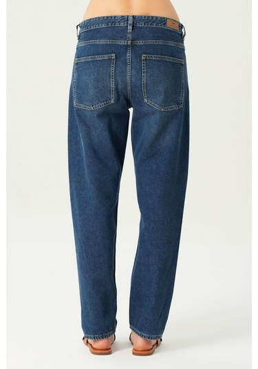 Koyu Mavi Düşük Bel Patı Fermuarlı Slim Fit Jean Pantolon C 4934-006 Koyu Mavi