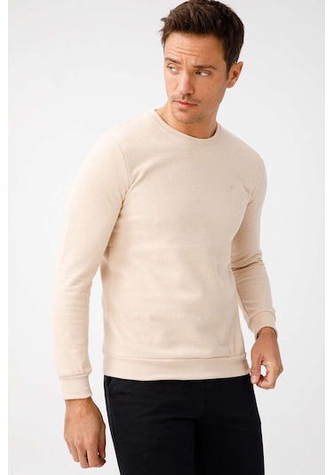 İgs Erkek Bej Standart Bisiklet Yaka Triko Bej