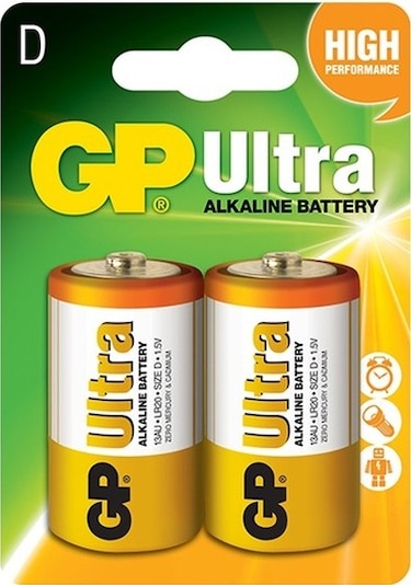 Gp Gp13Au-2U2 Ultra Alkalin Büyük Boy D Pil 2'li