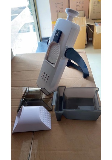 Geeroyoo Ev Mutfağı İçin Ayarlanabilir Çok Fonksiyonlu Sebze-kuru Meyve Kesici, 8 Seviyeli Paslanmaz Çelik Rendesi, Gri Renk Gri