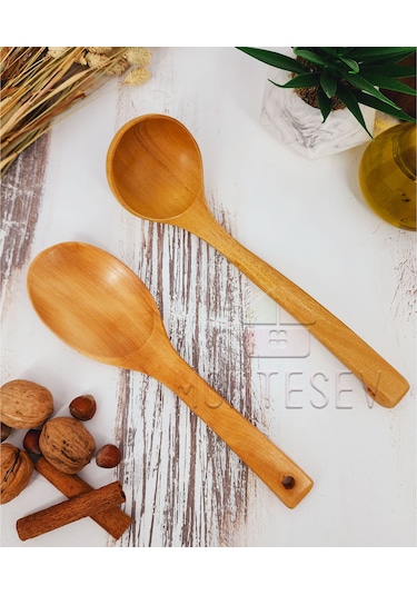 Ahşap Tahta Mutfak Kaşık Seti 2 Parça Kayın Şimşir Ağacı 2-2