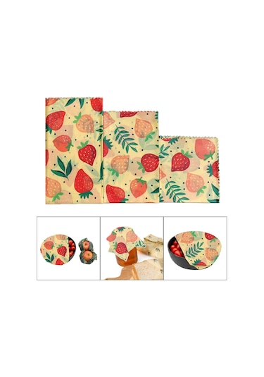 Suntek Ekmek Sarma Için Balmumu Gıda Sargıları Sıfır Atık Çilek