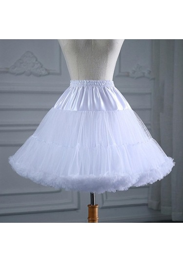 Fastbuy Homyl Kadın Katmanlı Şifon Kombinezon Etek Beyaz, Şık Ve Kabarık Tasarım Beyaz