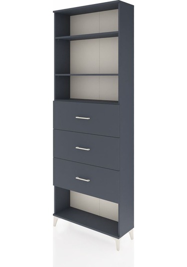 Arges Dolap 3 Raflı 3 Çekmeceli 88x30x243 Antrasit-antrasit Antrasit