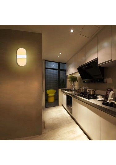 Kosona 6w Led Duvar Lambası, Modern İç Mekan Dekorasyonu, 6500k Beyaz Işık, Koridor/yuva/oda, Demir+akrilik, 29x11cm Siyah Kutulu Yuvarlak Köşe Diğer