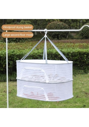 Gri 1/2/3 Katmanlı Asılı Örgü Kurutma Sepeti U Şeklinde Fermuar Gıda Balık Giysileri Asıl Ağı Açık Çamaşır Kurutma Askısı 54357296 Gri