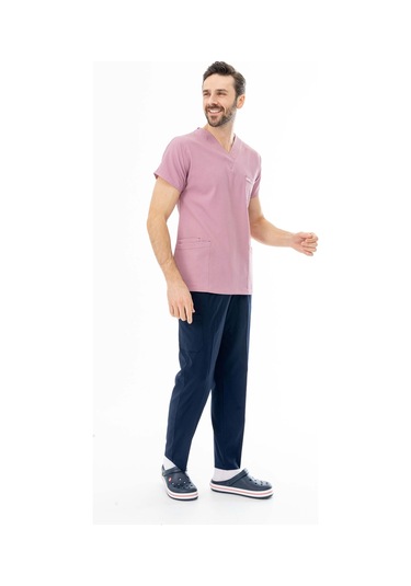 Gofre Likra Yarasa Kol Doktor Hemşire Tek Üst Forma Pembe Gfr3004 Pembe
