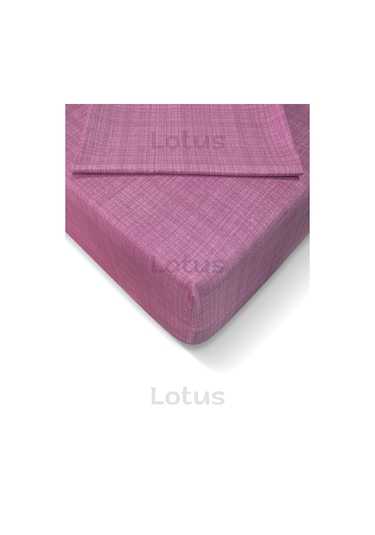 Fırça Desen Ranforce Lastikli Fitted Çarşaf Takımı Tek Kişilik Yastıklı Mürdüm 120x200