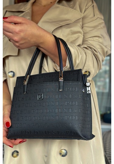 Jps- Just Polo Baskı Desenli Özel Seri El Ve Omuz Çanta Gq-4045-gd - Siyah Kombin Siyah