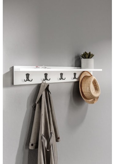 Portmanto Duvar Askılığı Elbise Askılığı Beyaz 85 Cm