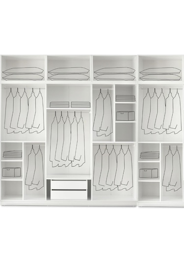 GuneyStore Sport 8 Kapaklı Komple MDF Yüklüklü Beyaz Gardırop