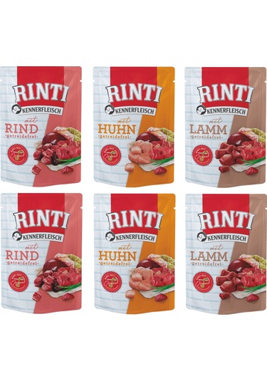 Rinti Pouch 3 Çeşit Karma Köpek Yaş Mama 6 x 400 G
