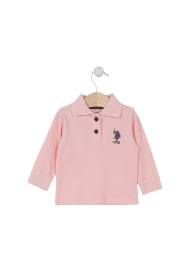 U.S. Polo Assn. Lisanslı Classic Bebek Uzun Kol Yakalı Sweatshirt Somon