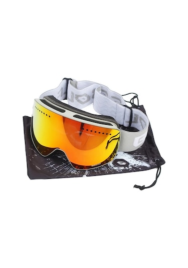 Oldfriend Pembe Çerçeveli Mavi Lens Manyetik Çift Kat Kayak Gözlüğü Anti Fog Snowboard