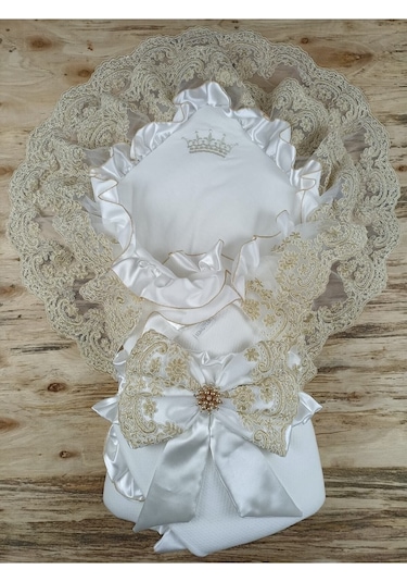 Sahra Soylu Rose Bebek Kundağı Unisex Bebek Dış Kundak Battaniyesi Hastane Çıkışı Kundak Battaniye Altın