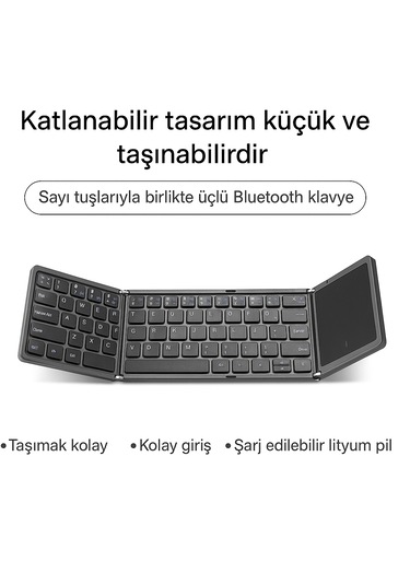 İos Uyumlu Android Tablet Telefon Için Taşınabilir Mini Katlanır Klavye