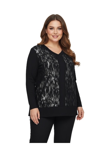 Wearon Kadın Siyah V Yaka Taşlı Bluz Bgl-st05148 Siyah
