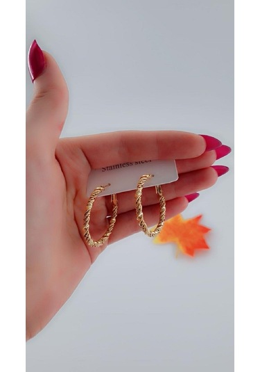 Kadın Burgu Tasarım Çelik Küpe Golg Renk Altın