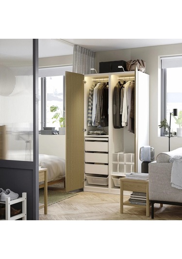 Ikea Beyaz Geniş Kapaklı Gardırop 100x60x201 Cm