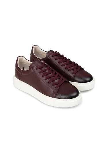 Deery Erkek Bordo Hakiki Deri Sneaker Ayakkabı - 04651mbrde01
