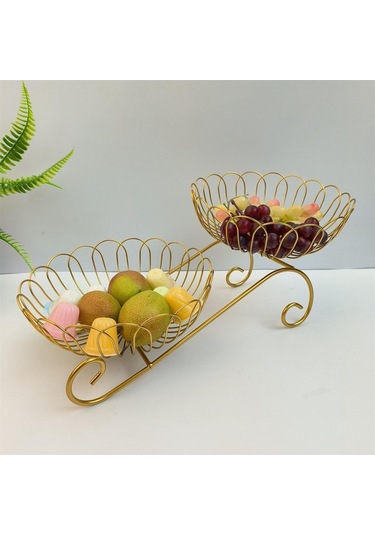Suntek 2 Katmanlı Metal Meyve Sepeti Yerden Tasarruflu Ferforje