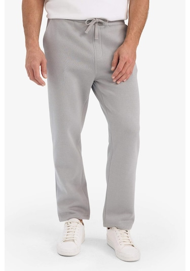 Defacto Regular Fit Beli Bağcıklı Cepli Düz Paça Kalın Eşofman Altı D7836ax25augr198 Gri