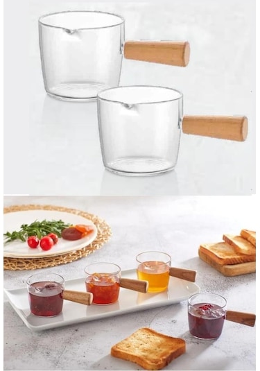 Flosoft Ahşap Detaylı 4'lü Tuzluk ve Sosluk Seti