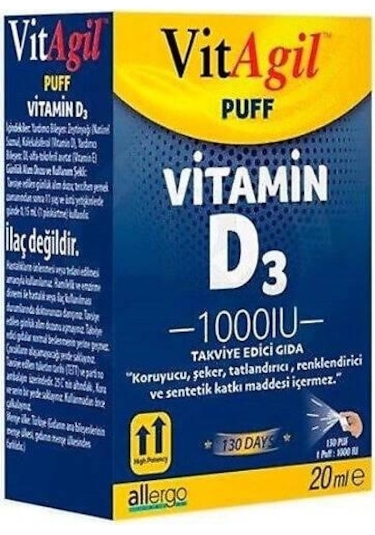 Allergo Vitagil D3 Vitamini 1000 Iu 20 Ml Sprey
