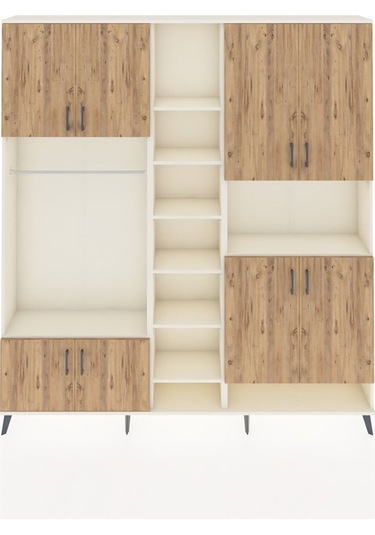 Arges Dolap 18 Raflı 8 Kapaklı Tek Askılı 220x30x243 Aytaşı-çam/aytaşı Atlas Çam/aytası