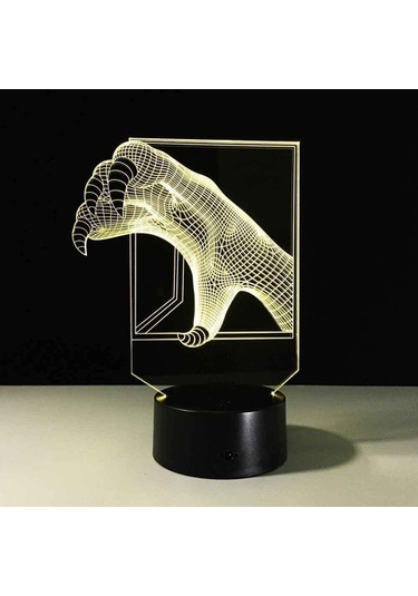 Goldenqian Hayvan Pençesi Lambası Çocuklar Için 3d Gece Işığı, 16 Renk Değişimli Ve Uzaktan Kumandalı 3d Illüzyon Lambası, Erkekler Ve Kızlar Için Doğum Günü Hediyesi Ronjp5 Siyah