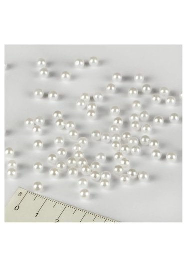 4 Mm Beyaz Deliksiz Inci Boncuk Paketi - 25 Gr Yaklaşık 600-640