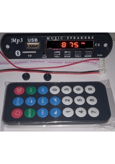 5 V 12 V Oto Teyp Usb Sd Mp3 Fm Aux Bluetooth Araç Kiti Kumandalı