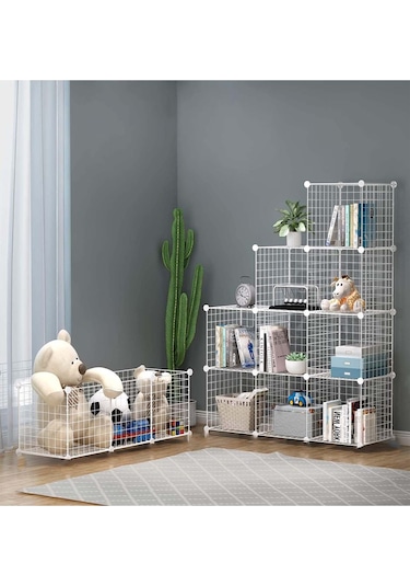 20 Bölmeli Beyaz Renk Portatif Kitaplık Dolap Raf Düzenleyici