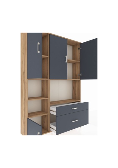 Arges Dolap 7 Raflı 2 Çekmeceli 5 Kapaklı 132x30x195 Çam-antrasit/antrasit Antrasıt/antrasıt Arges Dolap 7 Raflı 2 Çekmeceli 5 Kapaklı 132x30x195 Çam-antrasit/antrasit Antrasıt/antrasıt