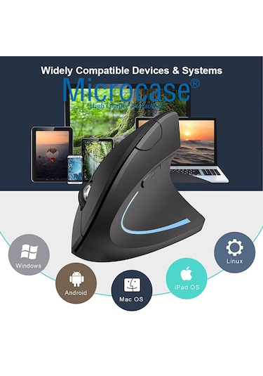 Pilli Dikey Ergonomik Kablosuz Mouse 800/1200/1600 Dpı Al5177