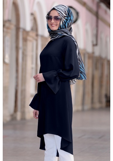 Leman Büyük Beden Tesettür Tunik Lacivert