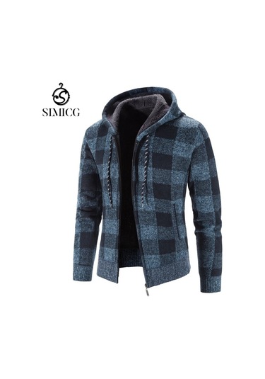 Erkek Kalınlaştırılmış Bol Kesim Hırka Ekose Kareli - Kırmızı Kırmızı