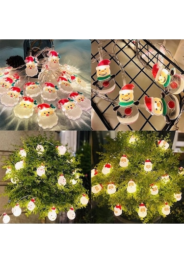 Pazly 3 M Noel Işıkları Kardan Adam Kar Tanesi Noel Baba Fener Kolye 1.5m/10led 3m/20led Dekorasyon Malzemesi 3m-style F