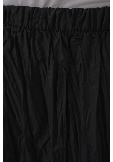 Kadın Uzun Kırışık Etek 8042 - Siyah Siyah