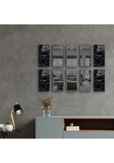 Dekor Camı | Granit Desenli Cam ve Füme Ayna | 10'lu Takım