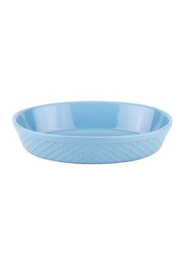 Tantitoni Mavi Diamond Seramik Oval Fırın Kabı 28x18.5x6 Cm Mavi