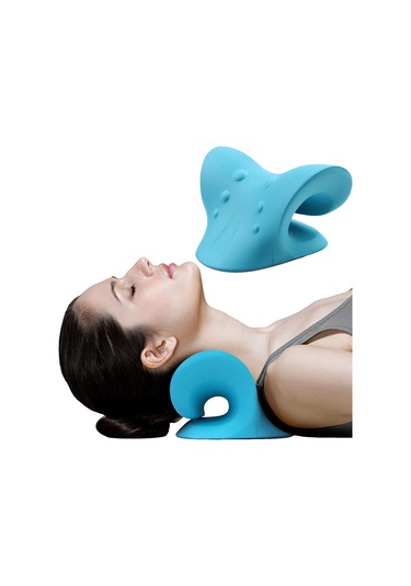 Gajeena Mavi Boyutlu Boyun Egzersiz Cihazı - Kas Gerginliği Ve Ağrısı Giderici Tıraşyon Yöntemiyle Boyun Ve Omuz Rahatlatıcı Yastık Mavi