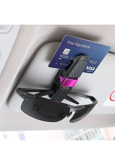 Buffer Araç İçi Güneşliğe Takılan 2'li Gözlük,kart,para Takmalık Aparat Siyah